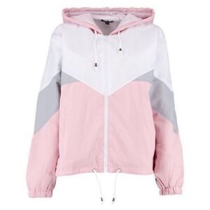 NWT Windbreaker Hooded Paneled PINK White Size small NEW